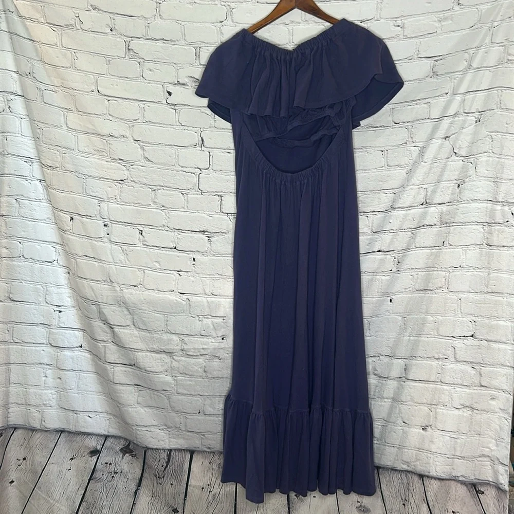 Free People Beach Navy Blue Strapless Maxi Dress Size Large Excellent Condition